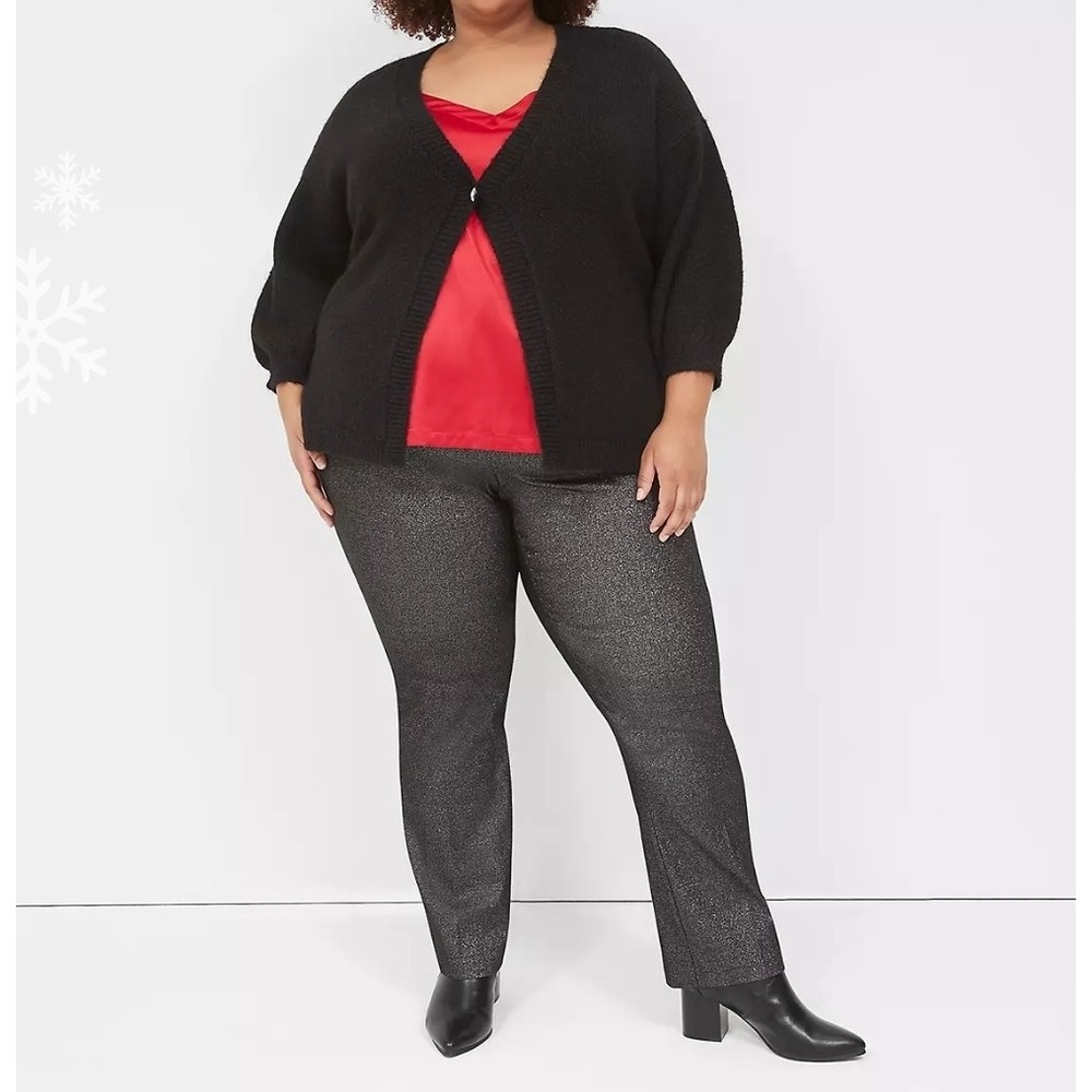Lane Bryant Stretch The 4-Season Mid Rise Ankle‎ Pants Glitter Holiday Size 22